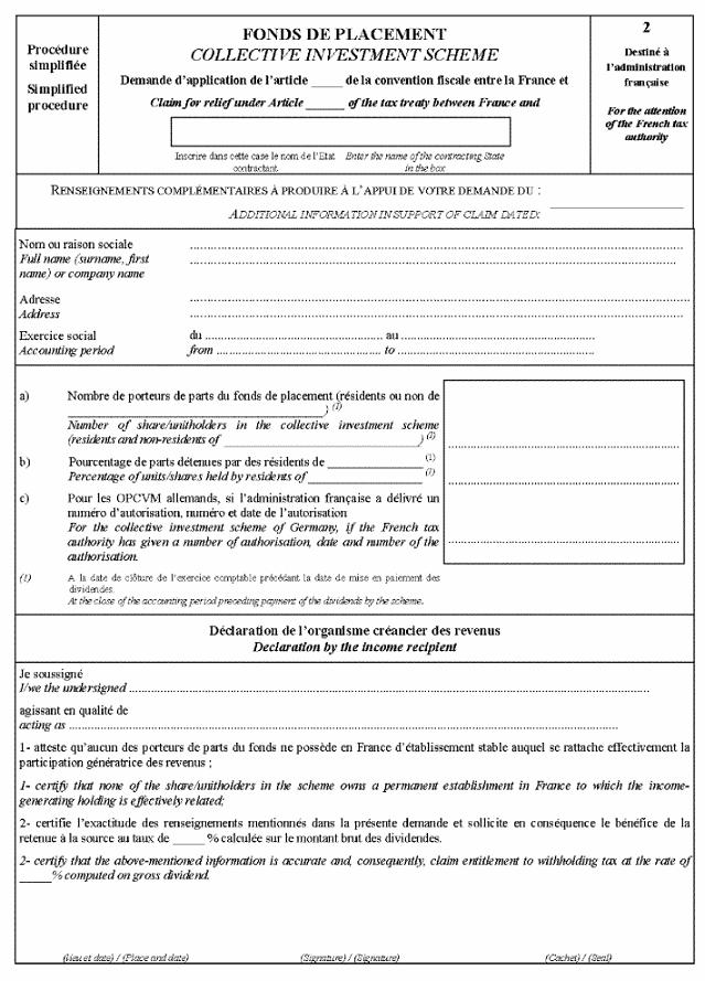 INT - Conditions et modalités d'octroi des avantages conventionnels : demande destinée à l'administration française