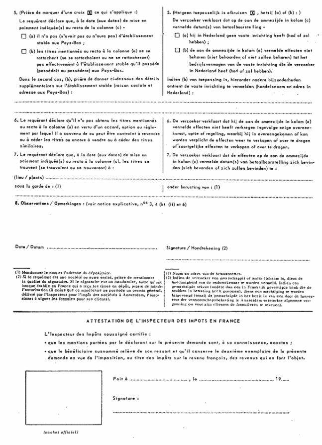 FORMULAIRE - INT - Demande d'exonération ou de remboursement partiels de l'impôt néerlandais sur les dividendes (6)