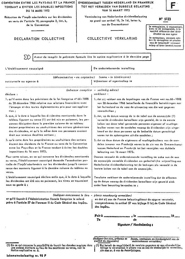 FORMULAIRE - INT - Réduction de l'impôt néerlandais sur les dividendes en vertu de l'article 10, paragraphe 2, b de la convention (5)