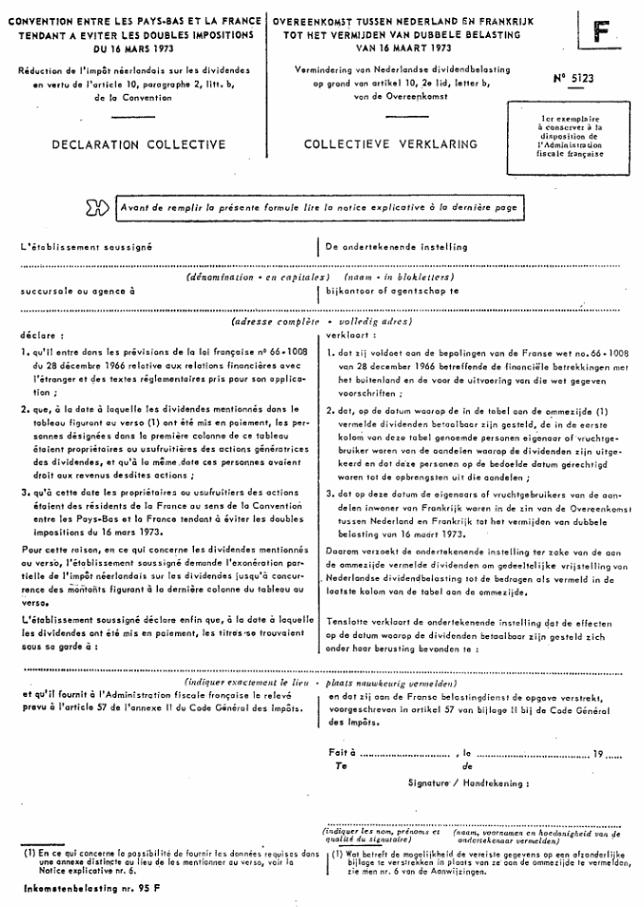 FORMULAIRE - INT - Réduction de l'impôt néerlandais sur les dividendes en vertu de l'article 10, paragraphe 2, b de la convention (1)