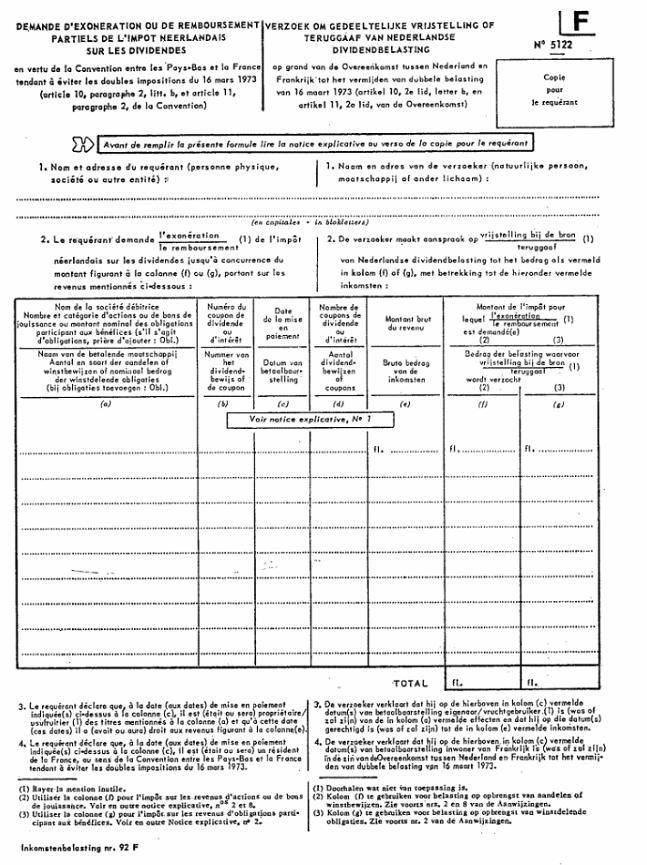 FORMULAIRE - INT - Demande d'exonération ou de remboursement partiels de l'impôt néerlandais sur les dividendes (5)