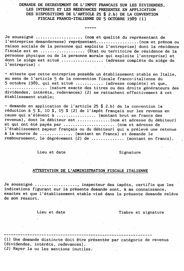 LETTRE - INT -  Dégrèvement RCM convention franco-italienne_1