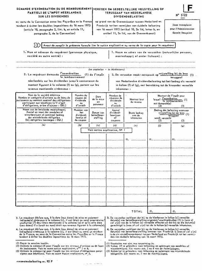 FORMULAIRE - INT - Demande d'exonération ou de remboursement partiels de l'impôt néerlandais sur les dividendes (3)