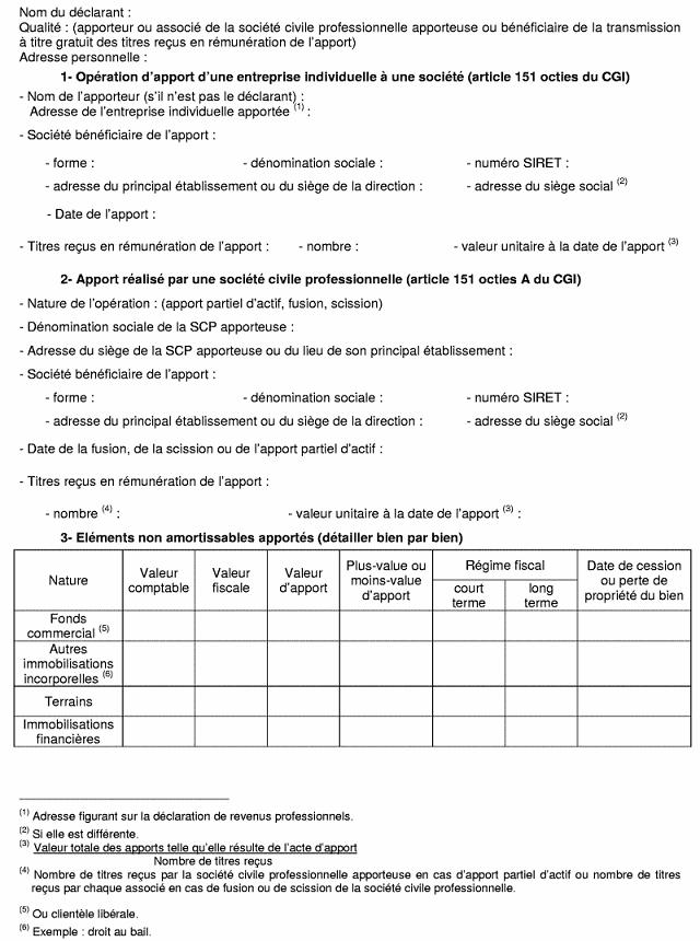 FORMULAIRE - BIC - IS - Etat de suivi prévu au II de l'article 151 octies du code général des impôts (1)