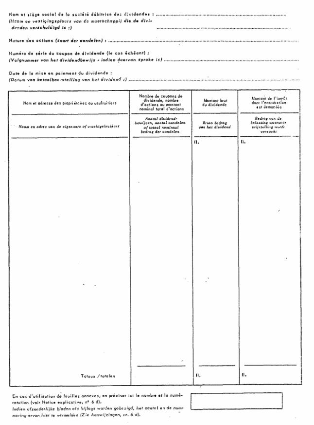 FORMULAIRE - INT - Réduction de l'impôt néerlandais sur les dividendes en vertu de l'article 10, paragraphe 2, b de la convention (8)