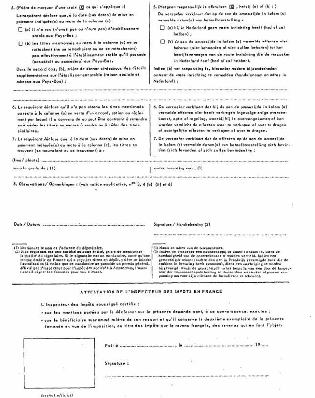 FORMULAIRE - INT - Demande d'exonération ou de remboursement partiels de l'impôt néerlandais sur les dividendes (2)