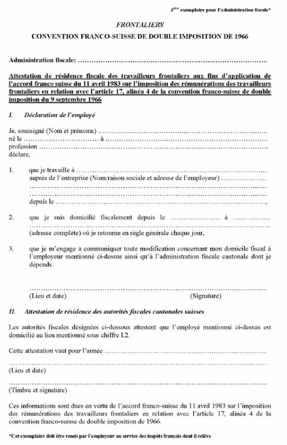 FORMULAIRE - INT - Attestation de résidence fiscale suisse des travailleurs frontaliers résidents suisses (image4)