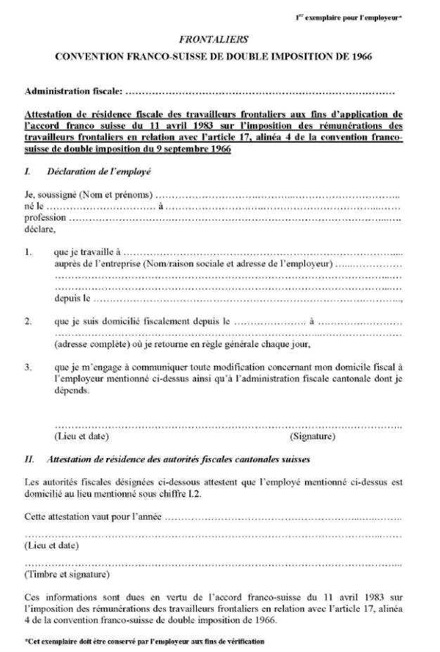 FORMULAIRE - INT - Attestation de résidence fiscale suisse des travailleurs frontaliers résidents suisses (image2)