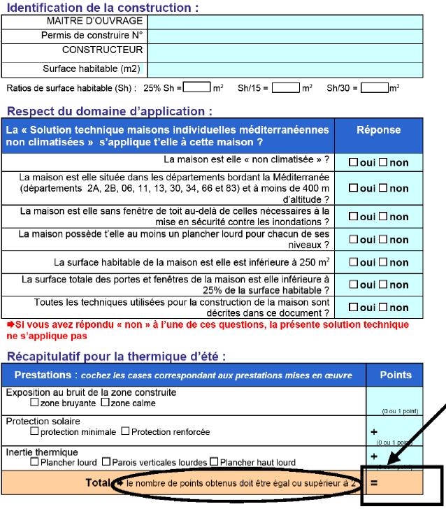 Synthèse d'étude thermique en application de la « Solution technique maisons individuelles méditerranéennes non climatisées »agréée sous le numéro ST 2008-001