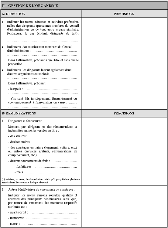 Questionnaire à remplir par les organismes à but non lucratif des Etats de l'Union Européenne autres que la France et des autres Etats de l'Espace Economique Européen ayant conclu avec la France une convention d'assistance administrative en vue de lutter contre la fraude et l'évasion fiscales