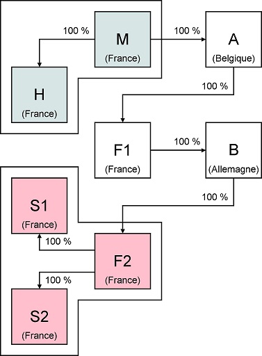 Cas des groupes dont le chaînage de détention capitalistique est réalisé par des sociétés intermédiaires : exemple 6