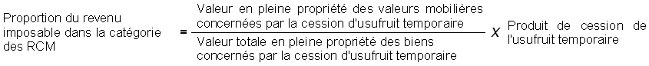 IR - Cession d'usufruit temporaire - Proportion RCM